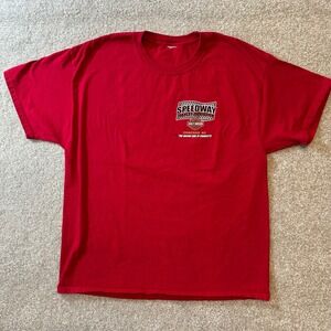 Harley Davidson Tshirt red graphic Concord NC Speedway mens size L/XL *no tag